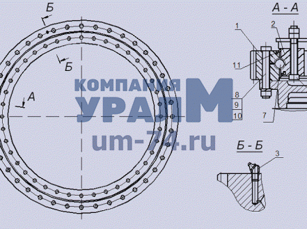 Чертеж Опорно-поворотное устройство автокрана ОПУ 1451 на 40 отверстий